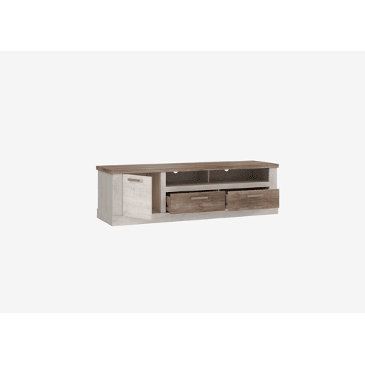 Móvel de TV 1 porta e 2 gavetas VERONA branco e madeira