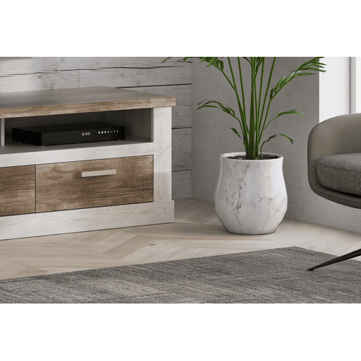 Móvel de TV 1 porta e 2 gavetas VERONA branco e madeira