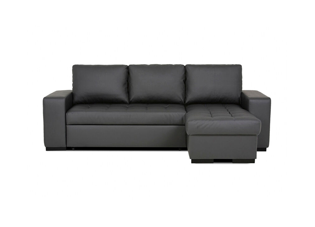 Chaise longue piel sintética con cama HARRY Negro