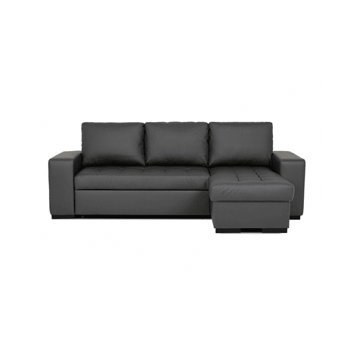 Chaise longue cama de polipele HARRY reversível 3 lugares preto