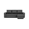 Chaise longue cama de polipele HARRY reversível 3 lugares preto