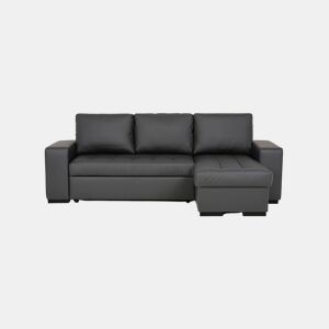 Chaise longue cama de polipele HARRY reversível 3 lugares preto