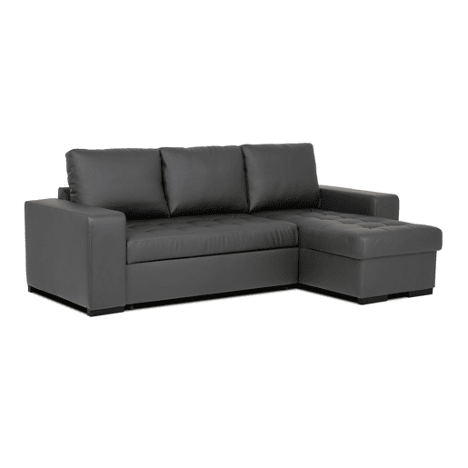 Chaise longue cama de polipele HARRY reversível 3 lugares preto