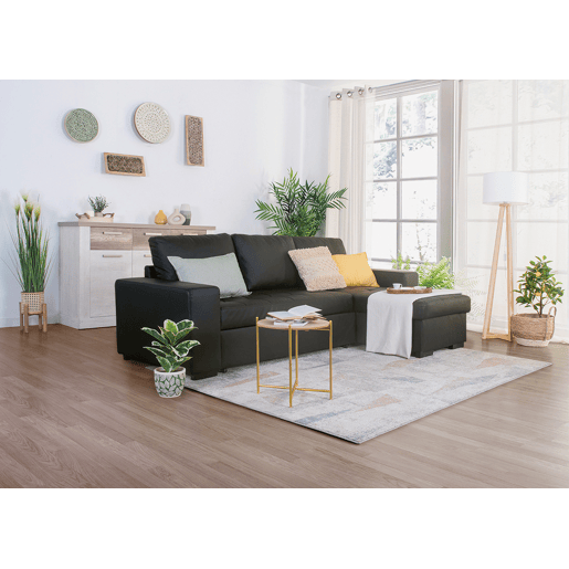 Chaise longue cama de polipele HARRY reversível 3 lugares preto