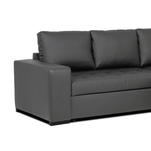 Chaise longue cama de polipele HARRY reversível 3 lugares preto