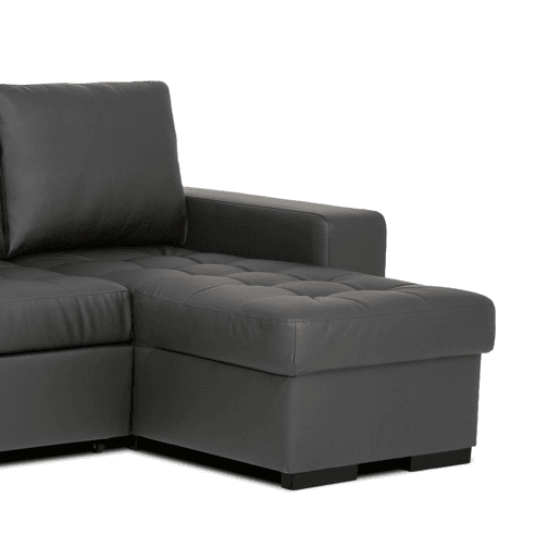 Chaise longue cama de polipele HARRY reversível 3 lugares preto
