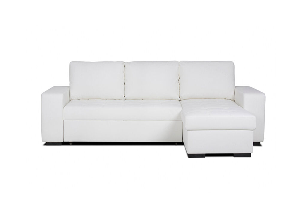 Chaise longue piel sintética con cama HARRY Blanco