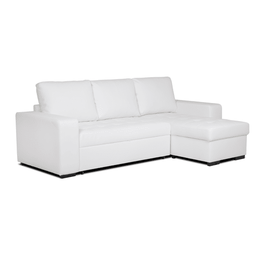 Chaise longue cama de polipele HARRY reversível 3 lugares branco