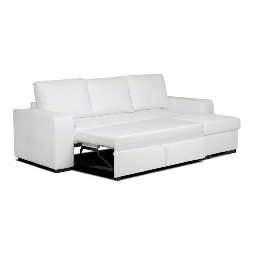 Chaise longue cama de polipele HARRY reversível 3 lugares branco