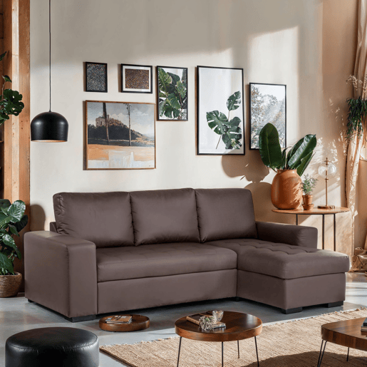 Chaise longue cama polipele HARRY reversível 3 lugares chocolate