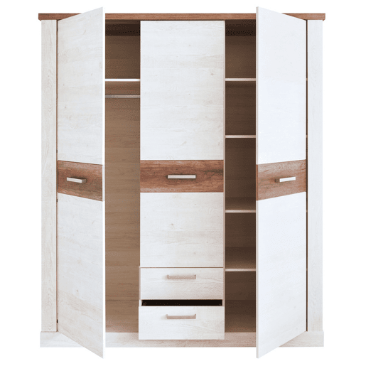 Roupeiro VERONA portas batentes e 2 gavetas 170x199cm carvalho