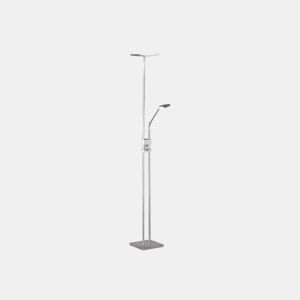 Candeeiro de pé led LUCK com dois focos em metal cromado 180cm