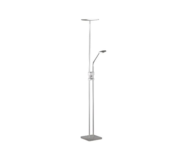 Lámpara de pie led LUCK con dos focos en metal cromado 180cm