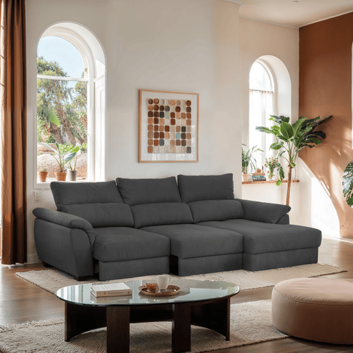 Chaise longue BENSON com cama dereita 4 lugares preto