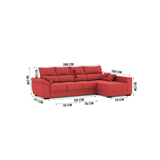 Chaise longue ARGOS reversível 4 lugares vermelho