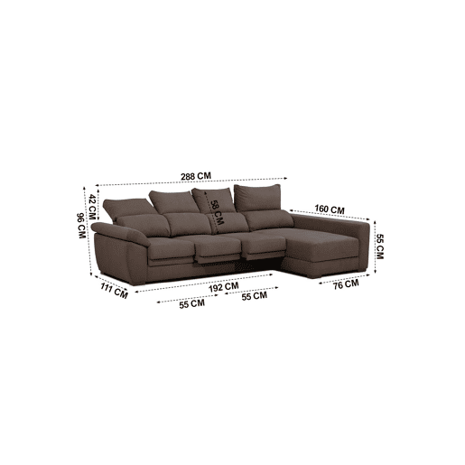 Chaise longue ARGOS reversível 4 lugares castanho