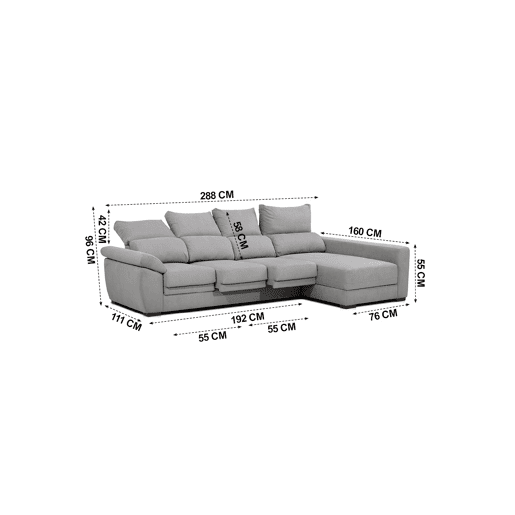 Chaise longue ARGOS reversÃvel 4 lugares cinza Chaise longue ARGOS reversÃvel 4 lugares cinza