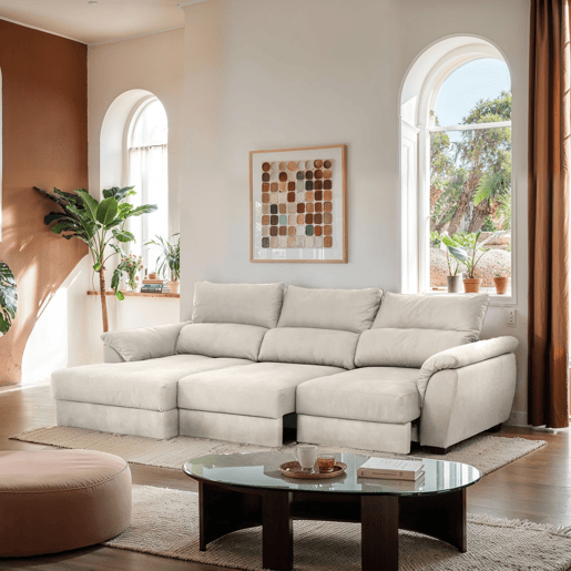 Chaise longue BENSON com cama esquerda 4 lugares cinza Chaise longue BENSON com cama esquerda 4 lugares cinza