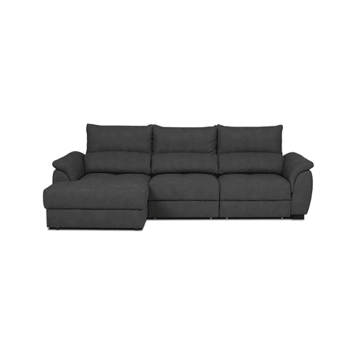 Chaise longue BENSON com cama esquerda 4 lugares preto