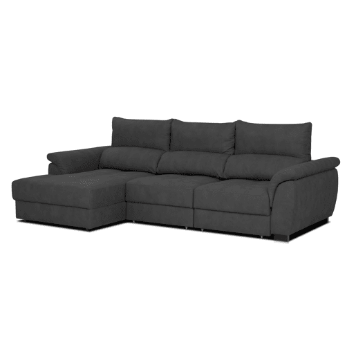 Chaise longue BENSON com cama esquerda 4 lugares preto