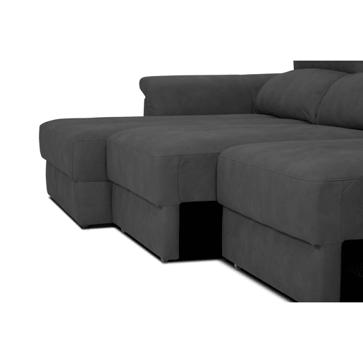 Chaise longue BENSON com cama esquerda 4 lugares preto