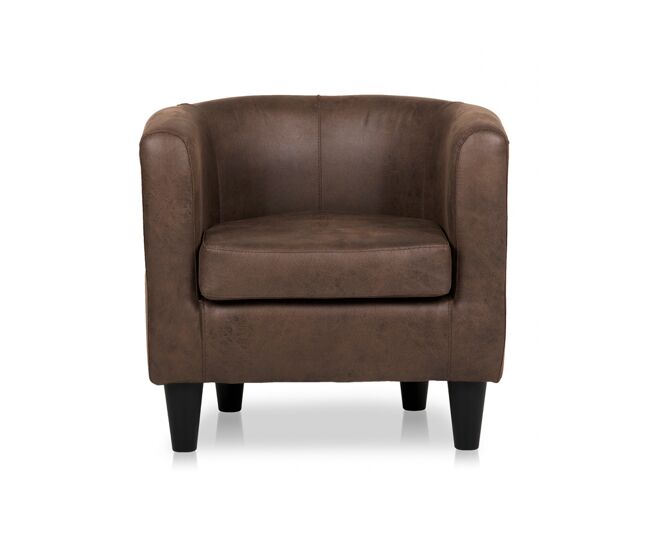 Sillón piel sintética cupido marrón envejecido - conforama