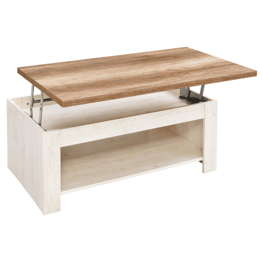 Mesa de centro elevável VERONA branco e madeira