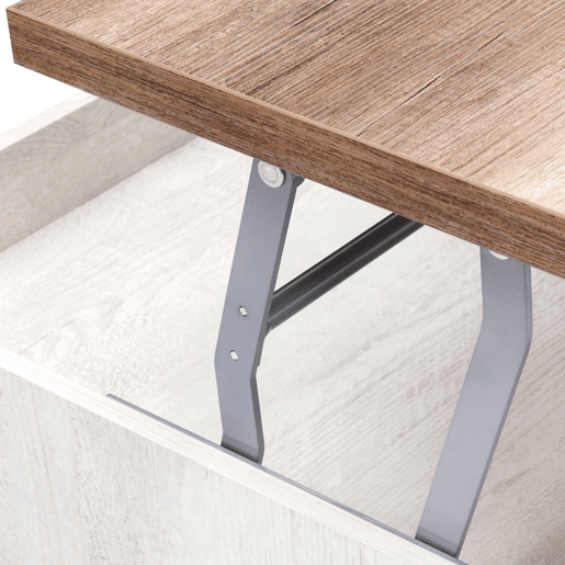 Mesa de centro elevável VERONA branco e madeira