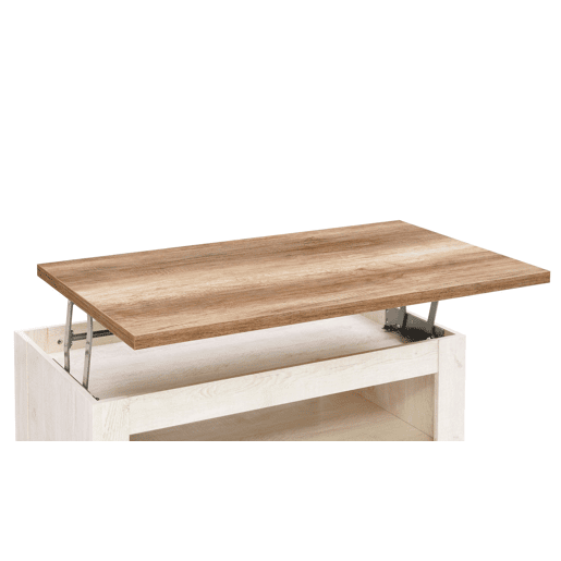 Mesa de centro elevável VERONA branco e madeira