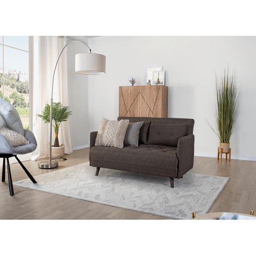 Sofá-cama 4 lugares HOME em tela cor castanho