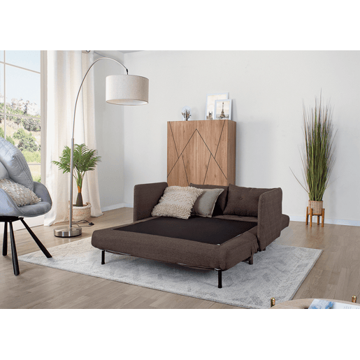Sofá-cama 4 lugares HOME em tela cor castanho