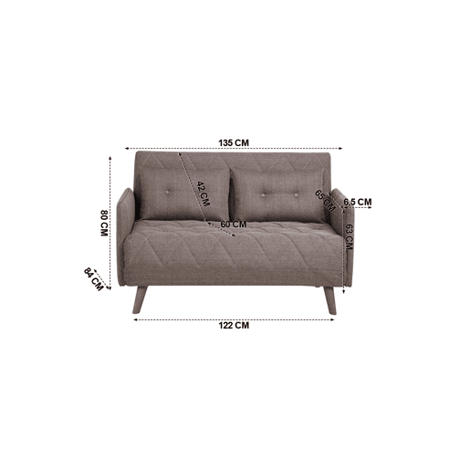 Sofá-cama 4 lugares HOME em tela cor castanho