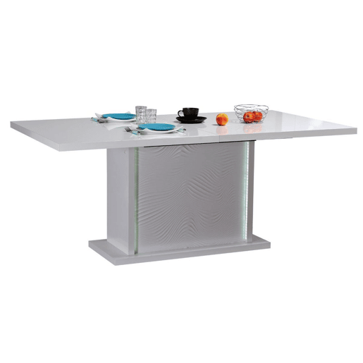 Mesa de jantar extensÃvel com LEDs DUNE branco brillo Mesa de jantar extensÃvel com LEDs DUNE branco brillo