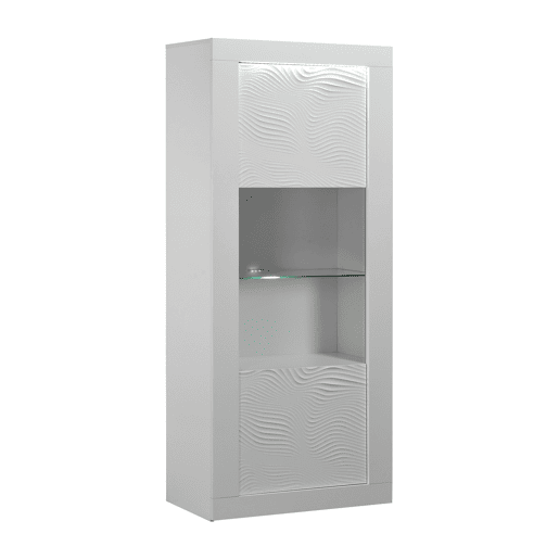 Vitrine DUNE branca com estante de vidro Vitrine DUNE branca com estante de vidro