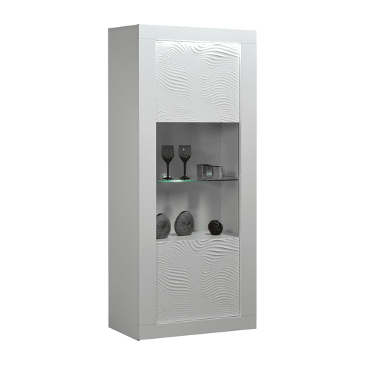 Vitrine DUNE branca com estante de vidro Vitrine DUNE branca com estante de vidro