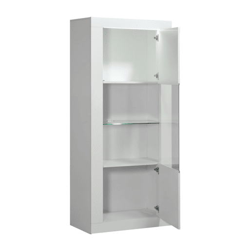 Vitrine DUNE branca com estante de vidro Vitrine DUNE branca com estante de vidro