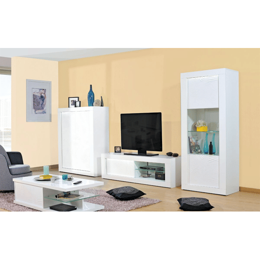 Vitrine DUNE branca com estante de vidro Vitrine DUNE branca com estante de vidro