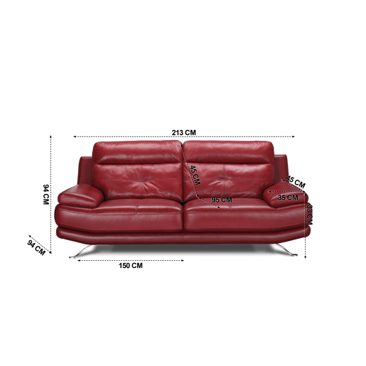 Sofá de pele 3 lugares cor vermelho HAWAI Sofá de pele 3 lugares cor vermelho HAWAI
