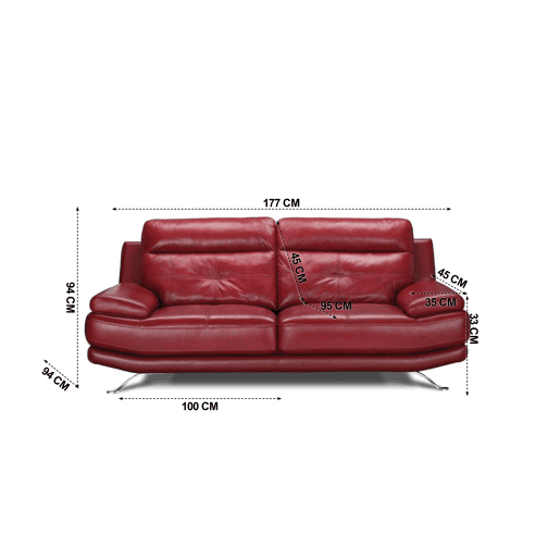 Sofá de pele 2 lugares cor vermelho HAWAI