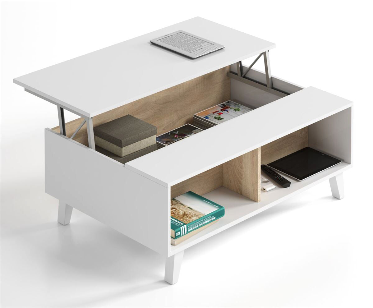 Mesa de centro elevable line blanco brillo