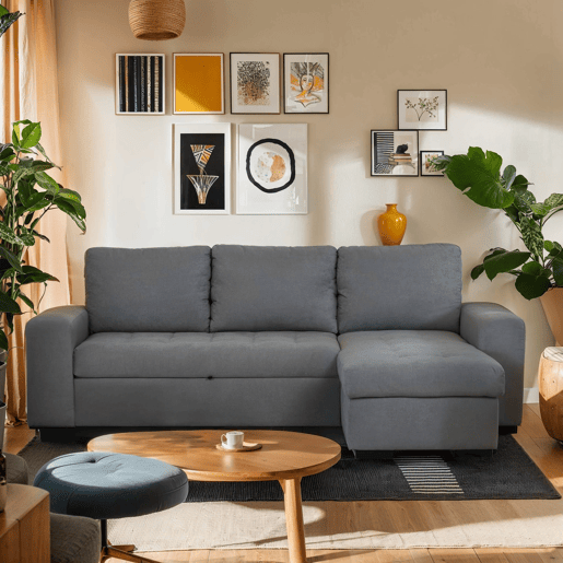Chaise longue com cama HARRY reversível 3 lugares cinza