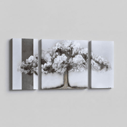 Quadro tríptico pintado ÁRBOL BLANCA