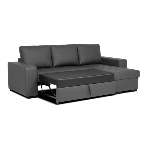 Chaise longue cama de polipele HARRY reversível 3 lugares cinza