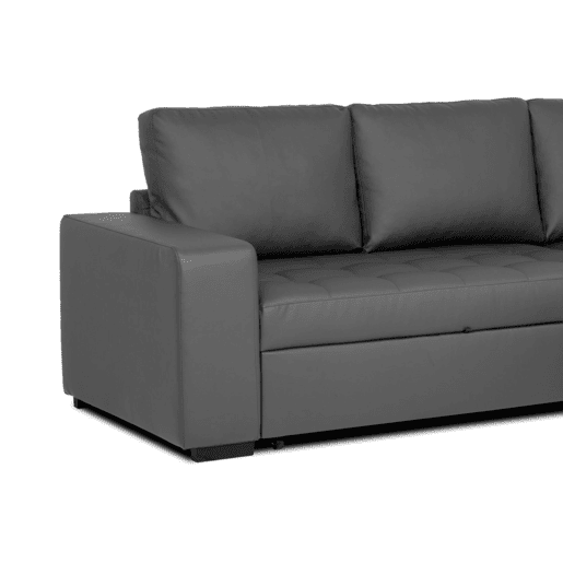 Chaise longue cama de polipele HARRY reversível 3 lugares cinza