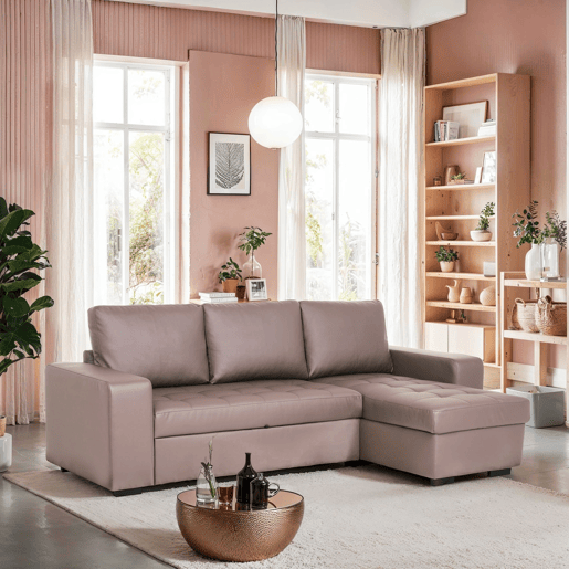 Chaise longue cama de polipele HARRY reversível 3 lugares vison
