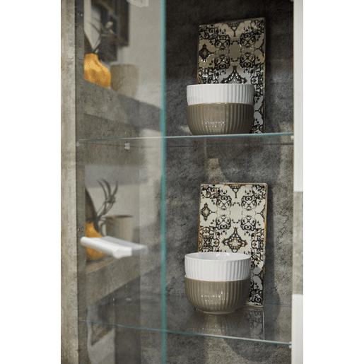 Móvel para sala de estar AKRON em branco e cinza