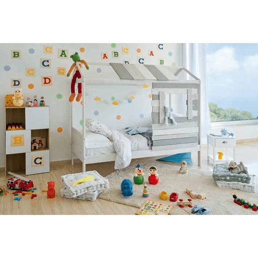 Cama 90x190cm CABANA branco e cinza Cama 90x190cm CABANA branco e cinza