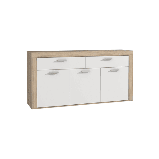 Aparador 3 portas e 2 gavetas AKRON branco e madeira