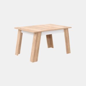 Mesa de jantar extensível AKRON branco e madeira