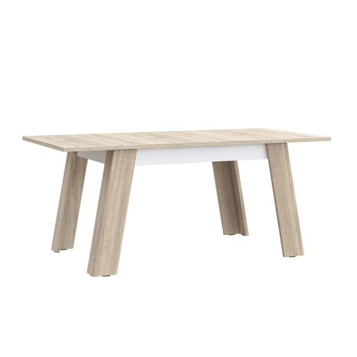 Mesa de jantar extensível AKRON branco e madeira